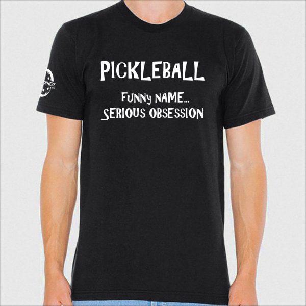 Serious obsession pickleball t-shirt, black - Picklesphere.com.