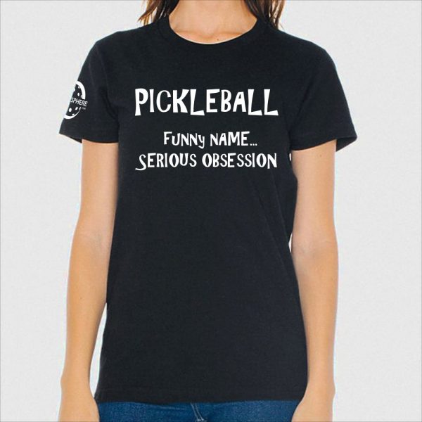 Serious obsession pickleball t-shirt, black - Picklesphere.com.