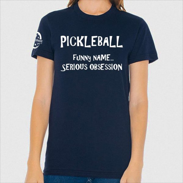 Serious obsession pickleball t-shirt, navy - Picklesphere.com.
