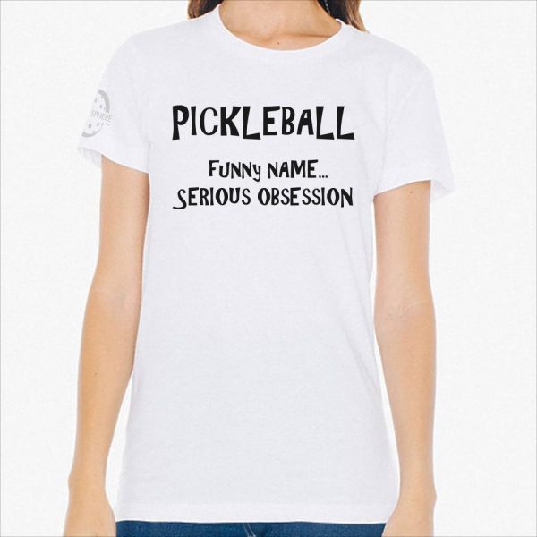 Serious obsession pickleball t-shirt, white - Picklesphere.com.