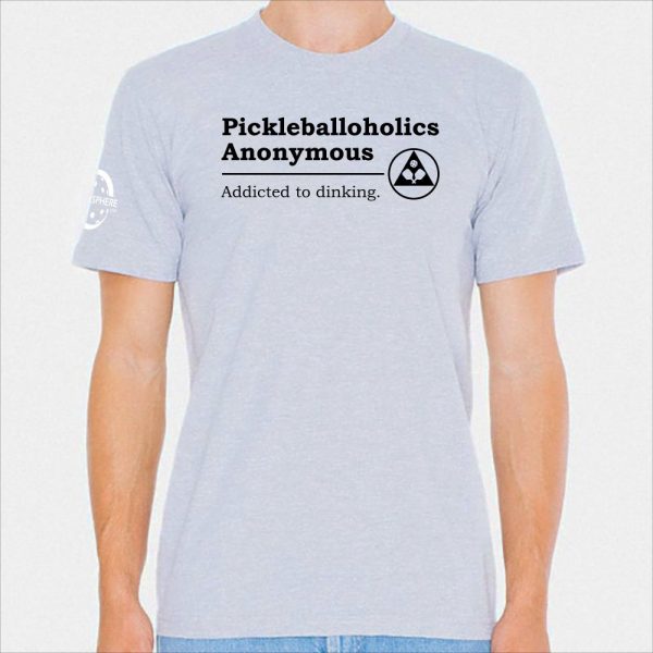 Pickleballoholics t-shirt, heather gray - Picklesphere.com.