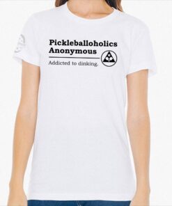 Pickleballoholics t-shirt, white- Picklesphere.com.